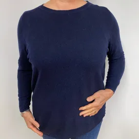 Navy Blue Cashmere V-Neck Jumper Large