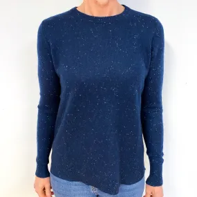 Navy Blue Marl Cashmere Crew Neck Jumper Medium