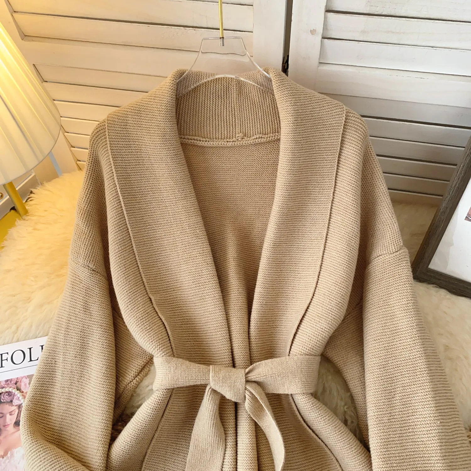 Niche Furry Cuff Lace-up Cardigan