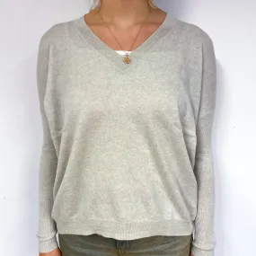 Oatmeal Slouchy Cashmere V-Neck Jumper Small