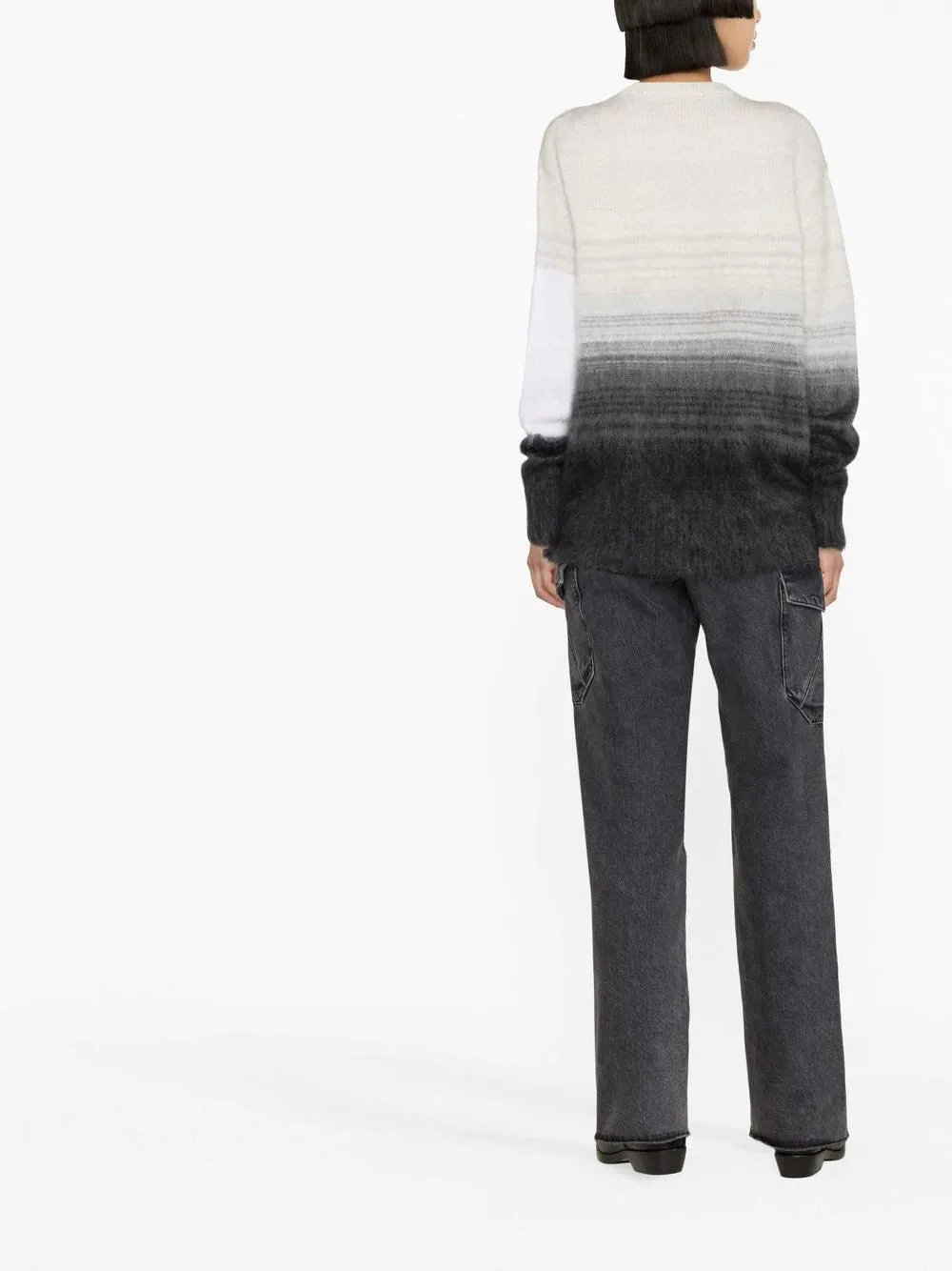 OFF-WHITE WOMEN Mohair Helvetica Logo Crewneck Black/White