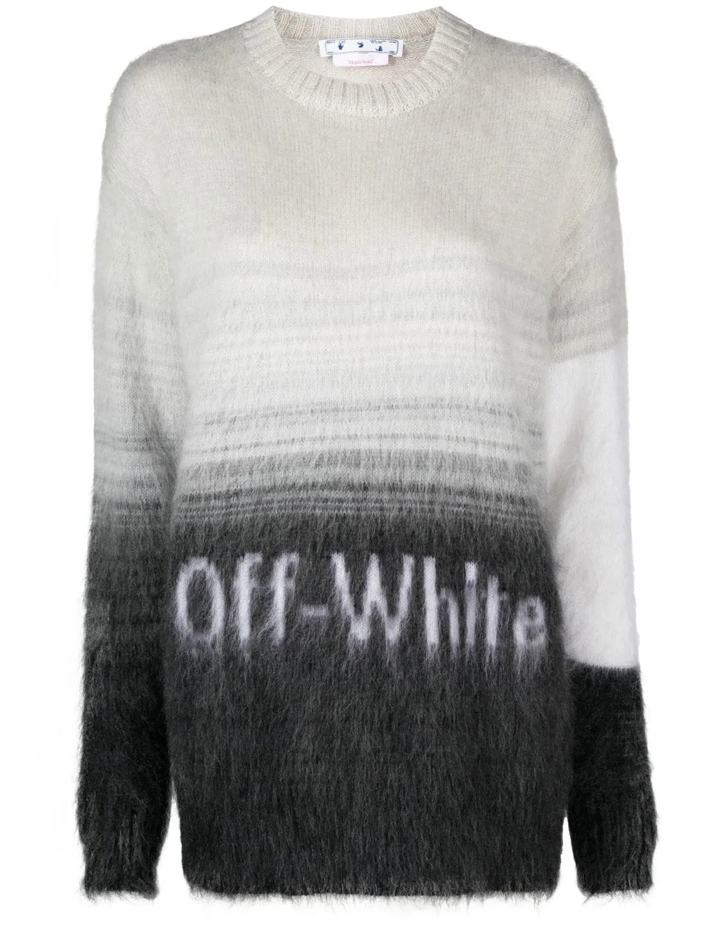OFF-WHITE WOMEN Mohair Helvetica Logo Crewneck Black/White