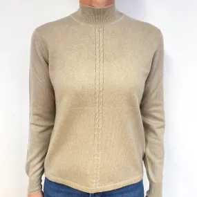 Pale Taupe Cashmere Turtle Neck Jumper Medium