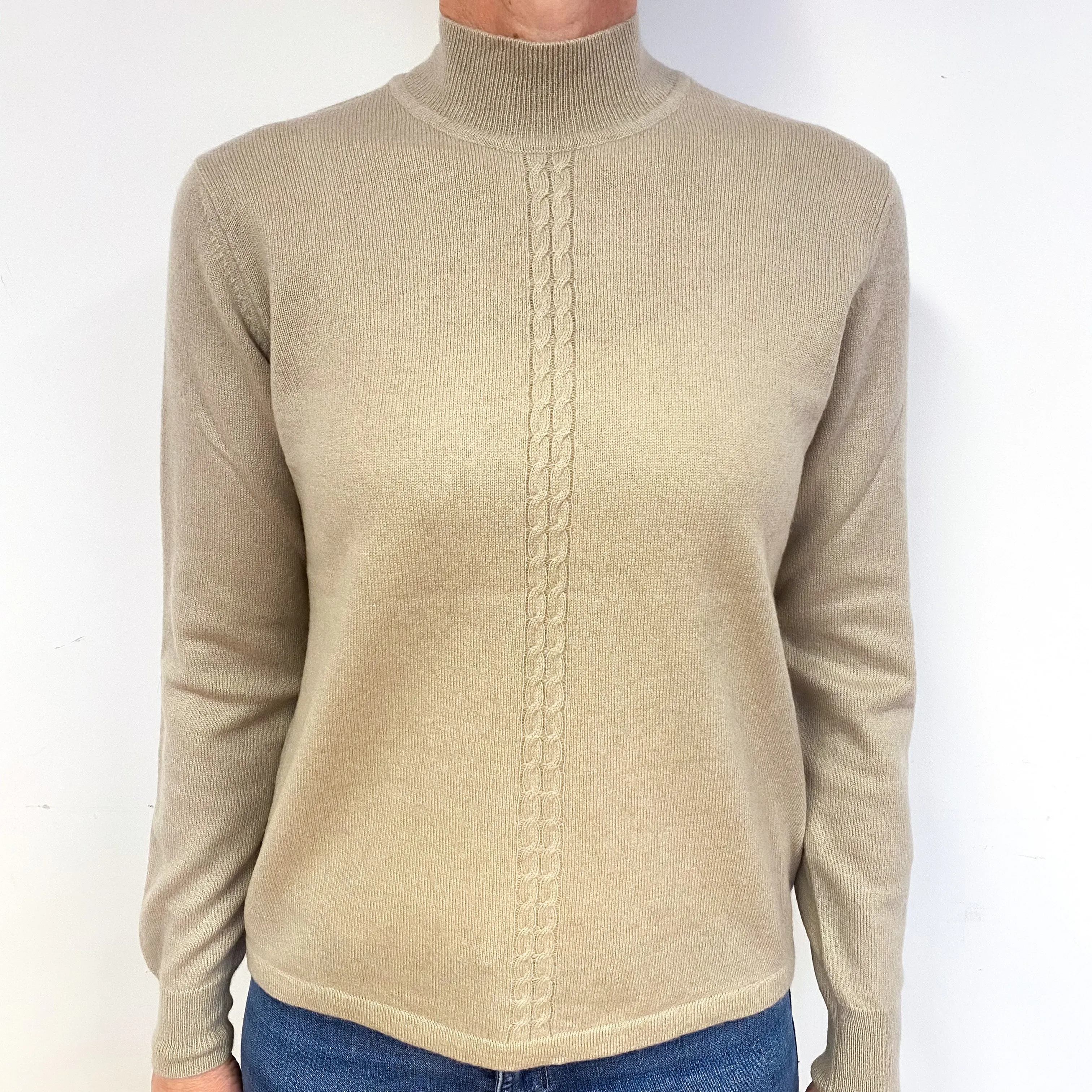 Pale Taupe Cashmere Turtle Neck Jumper Medium
