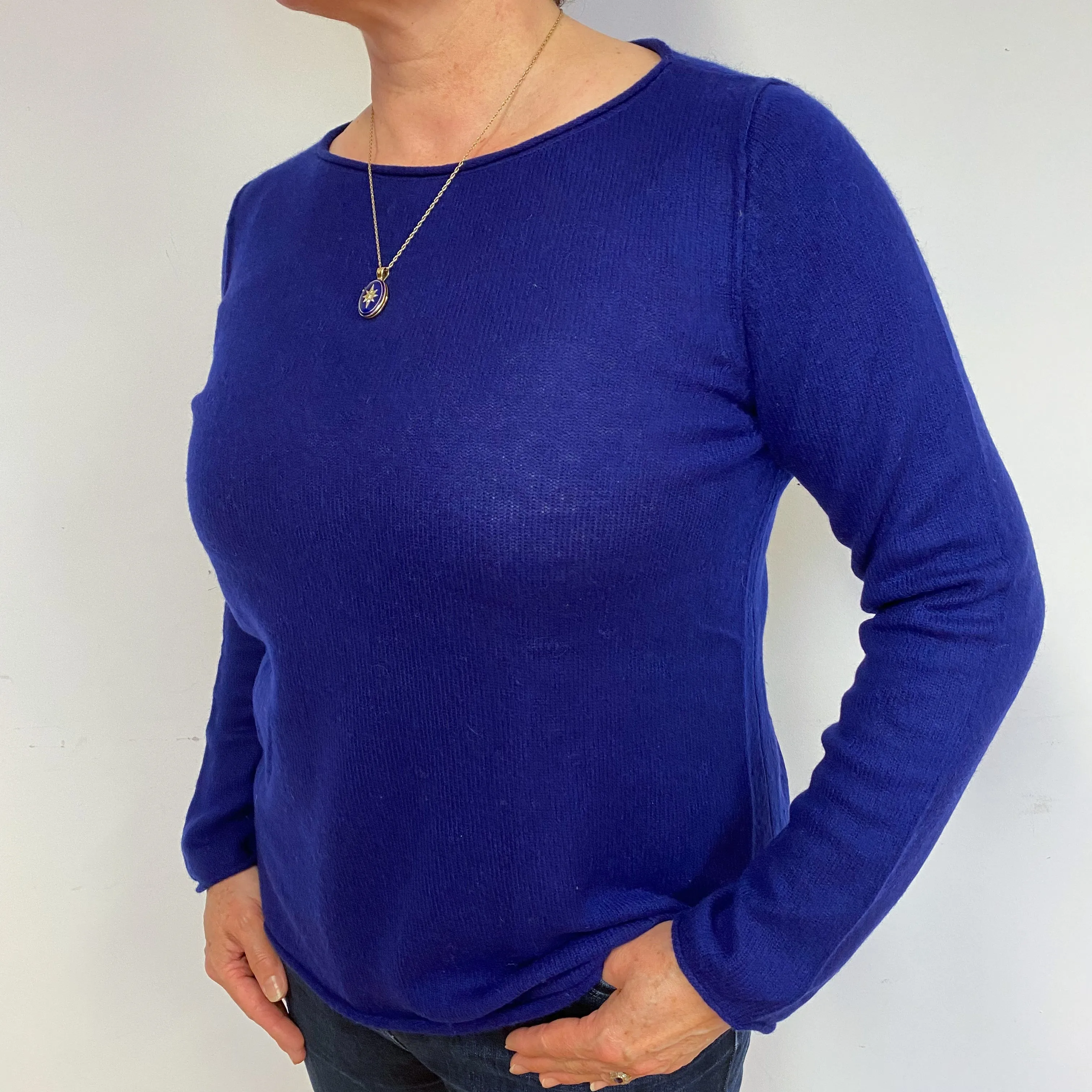 Pansy Blue Cashmere Crew Neck Jumper Large