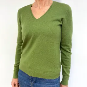 Pear Green Cashmere V-Neck Jumper Medium