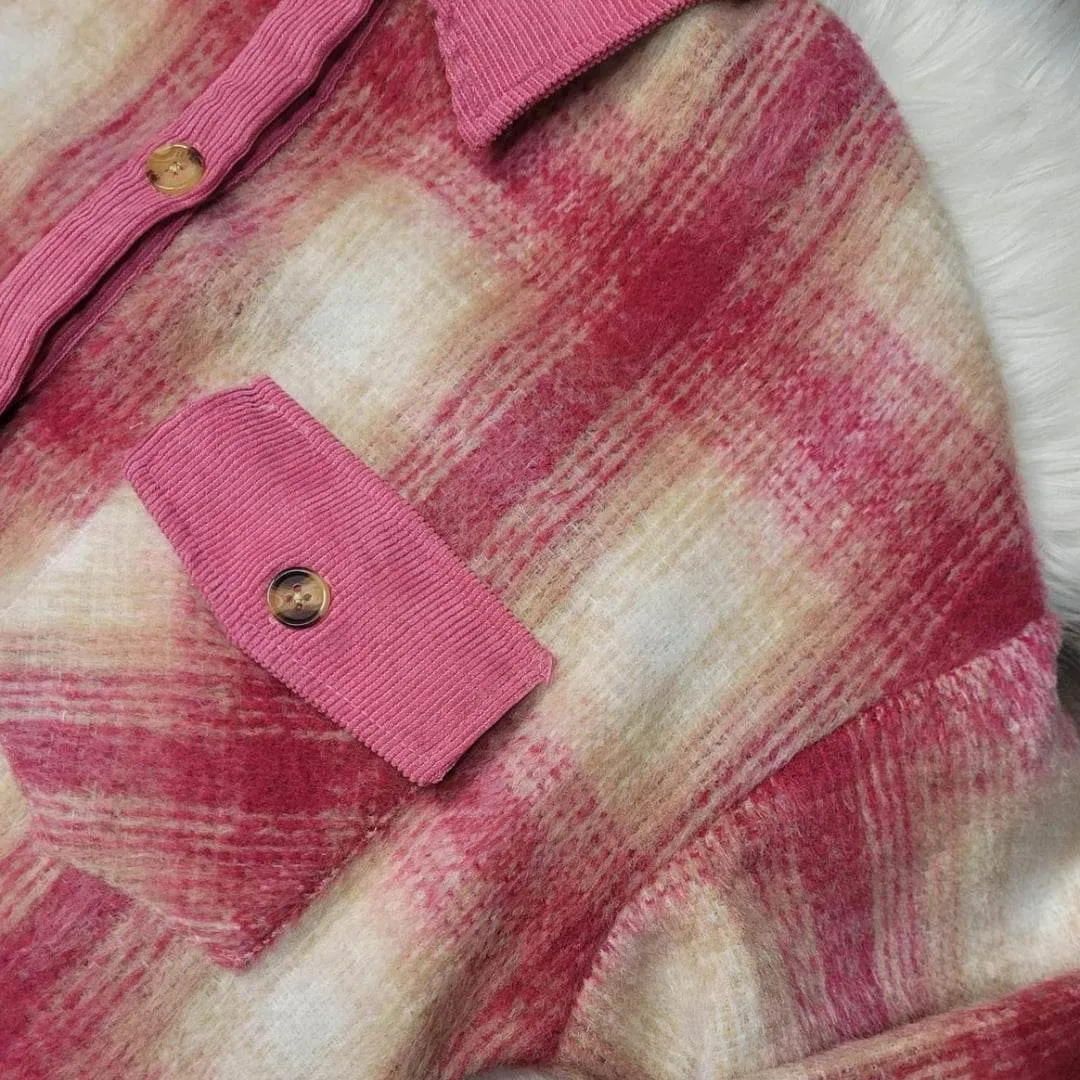 Pink Plaid Fall Shacket- Mom & Me- Adult