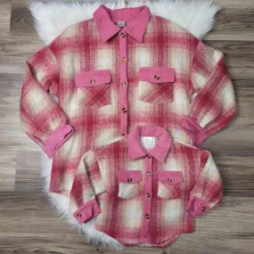 Pink Plaid Fall Shacket- Mom & Me- Adult