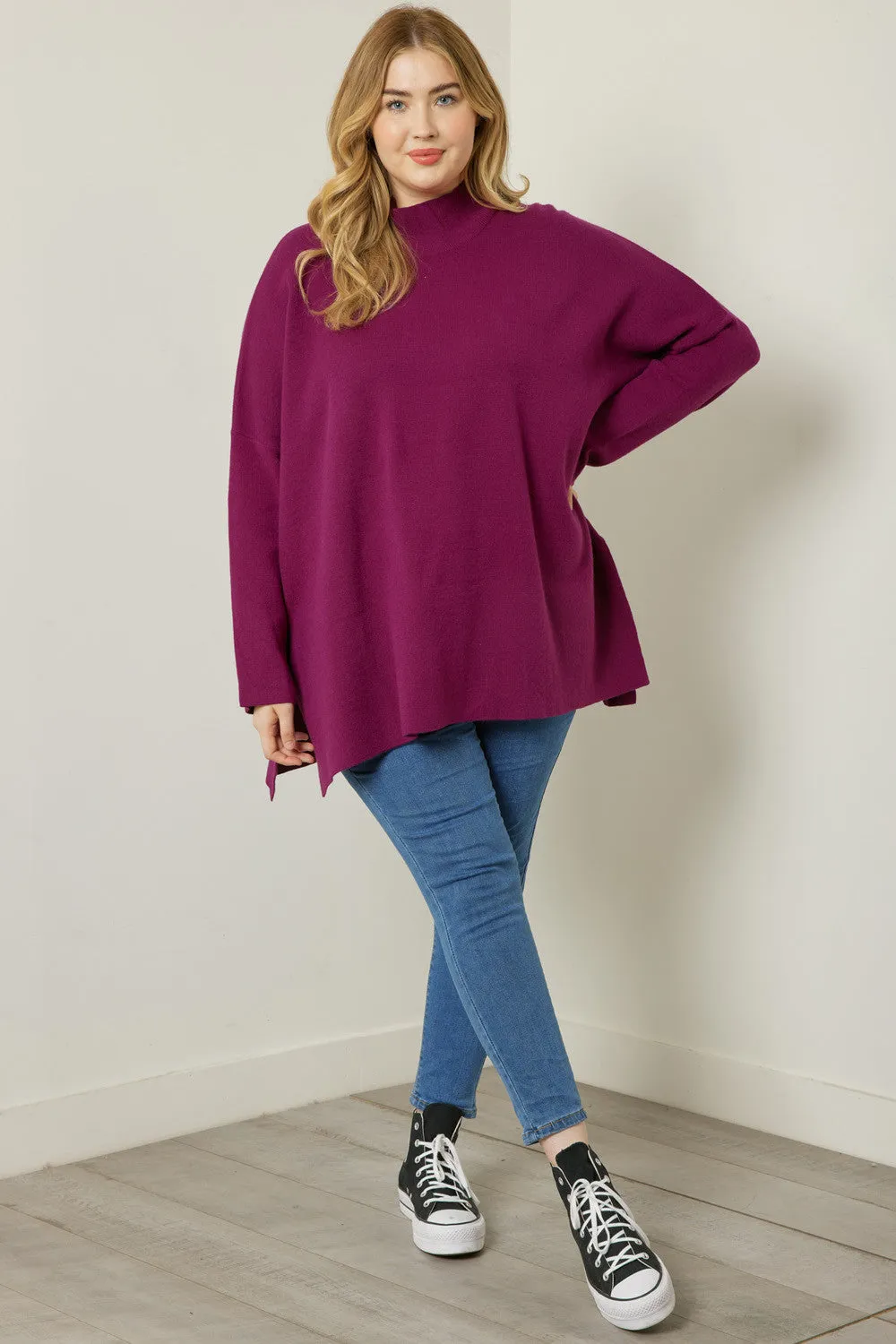 Plum Mock Neck Sweater