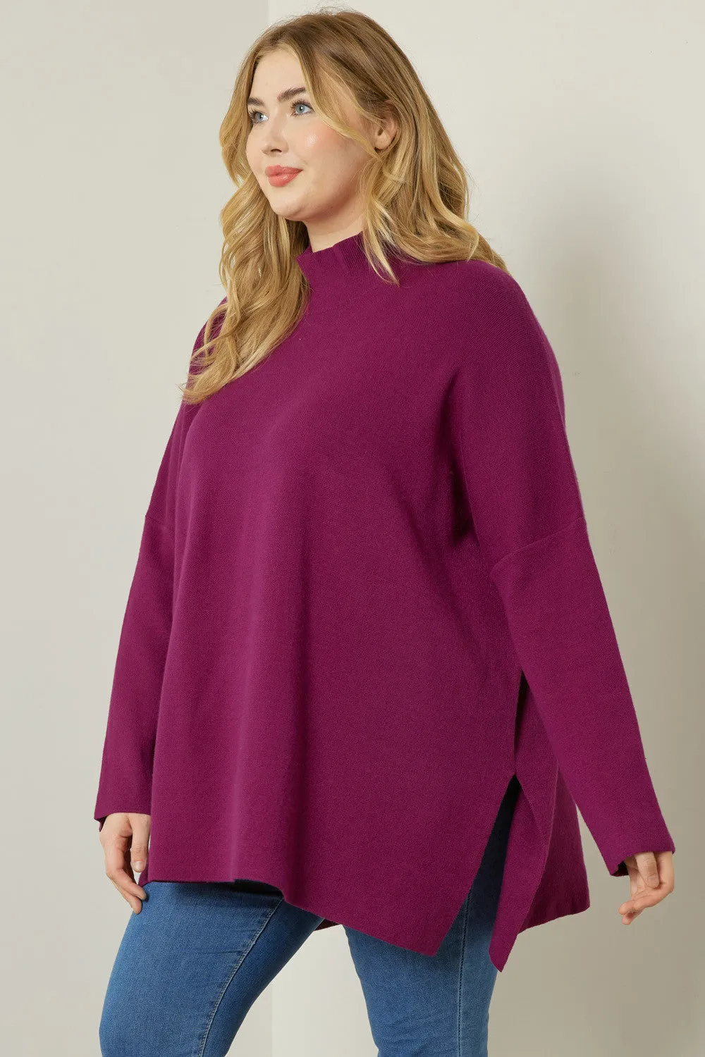 Plum Mock Neck Sweater