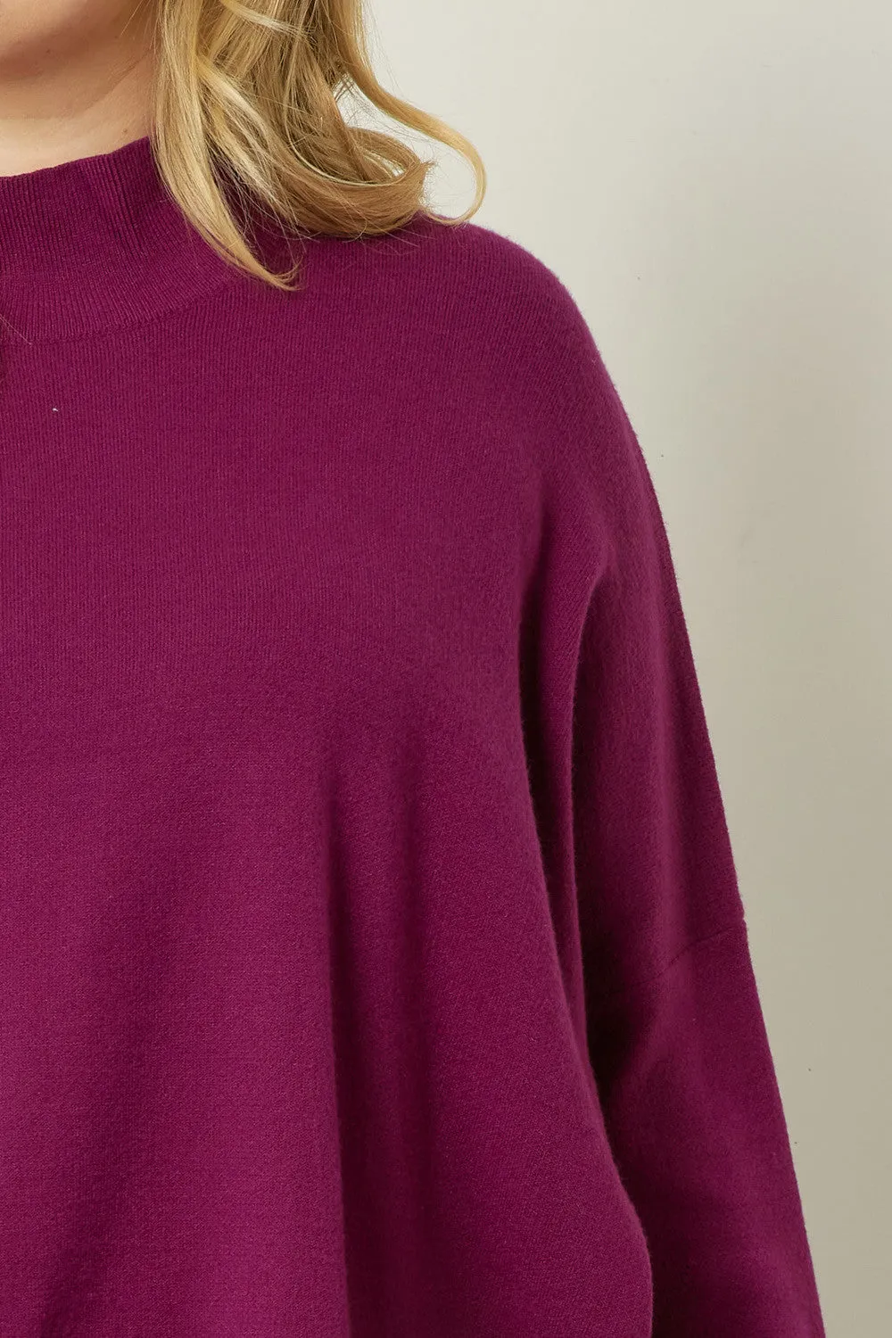 Plum Mock Neck Sweater