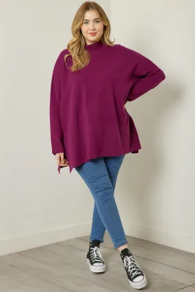 Plum Mock Neck Sweater