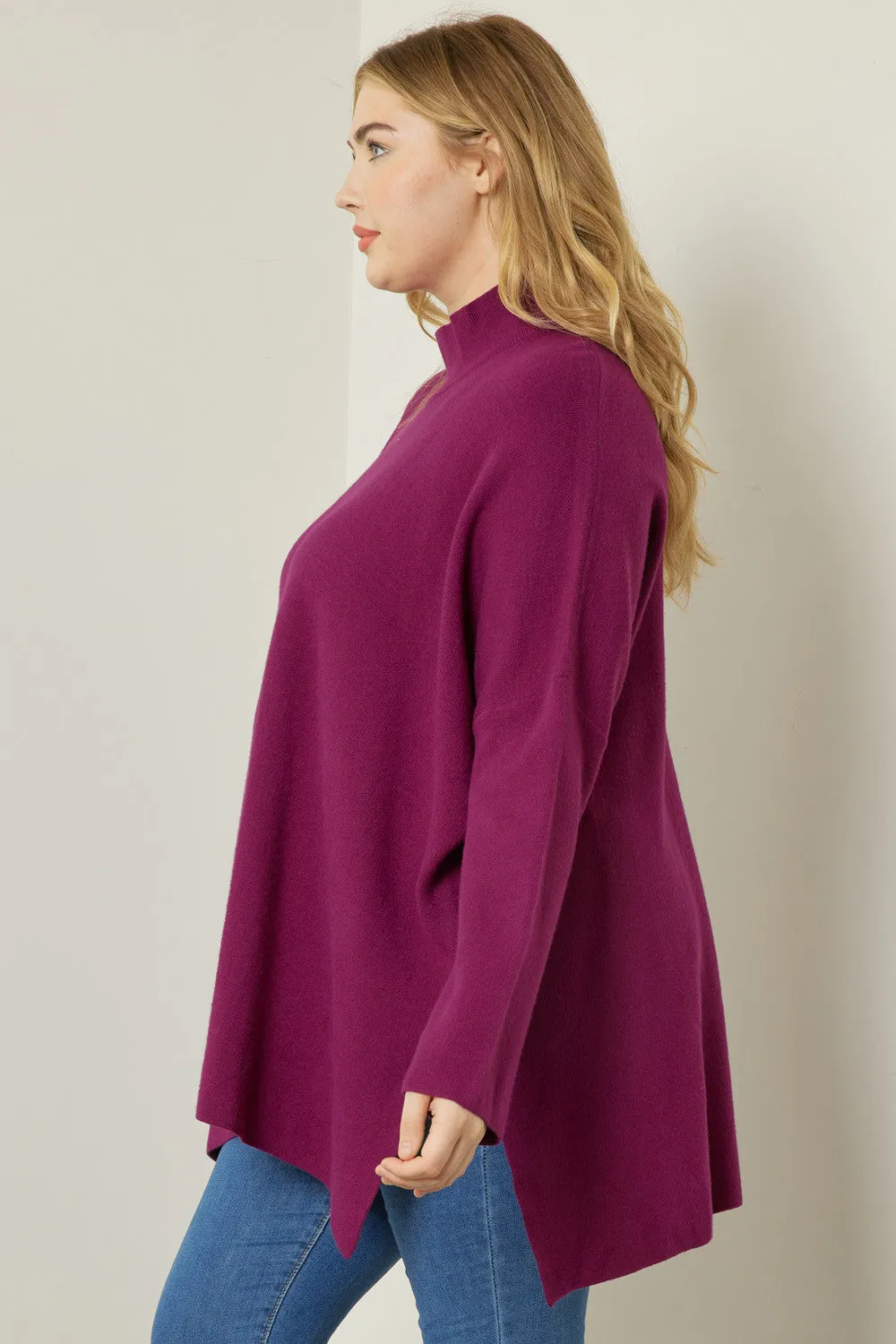 Plum Mock Neck Sweater