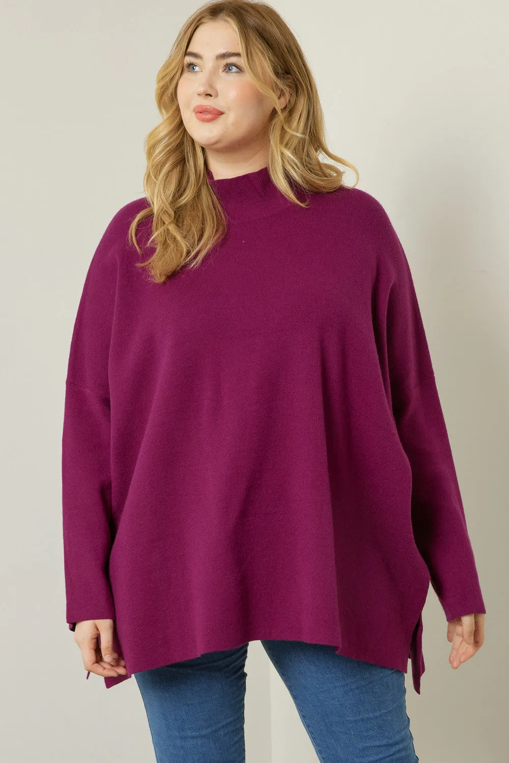 Plum Mock Neck Sweater