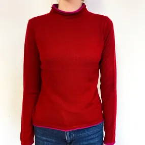 Post Box Red Cashmere Turtle Neck Jumper Extra Small