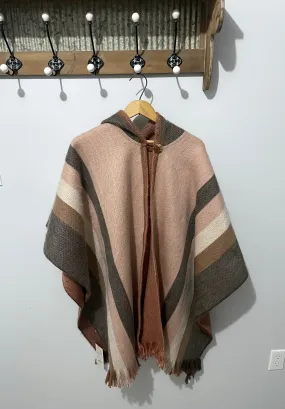 Pretty Cozy Open Front Reversible Alpaca Poncho