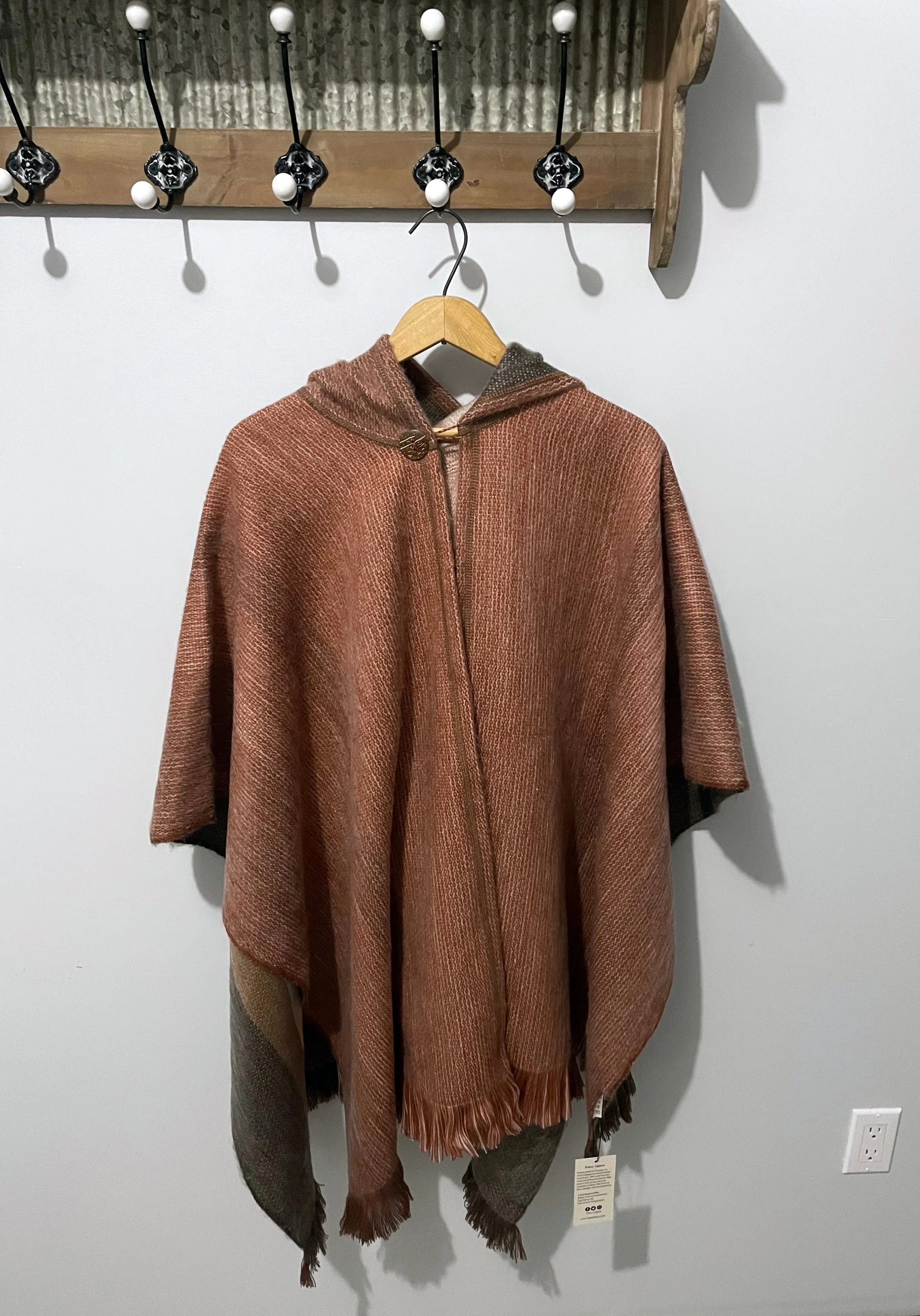 Pretty Cozy Open Front Reversible Alpaca Poncho
