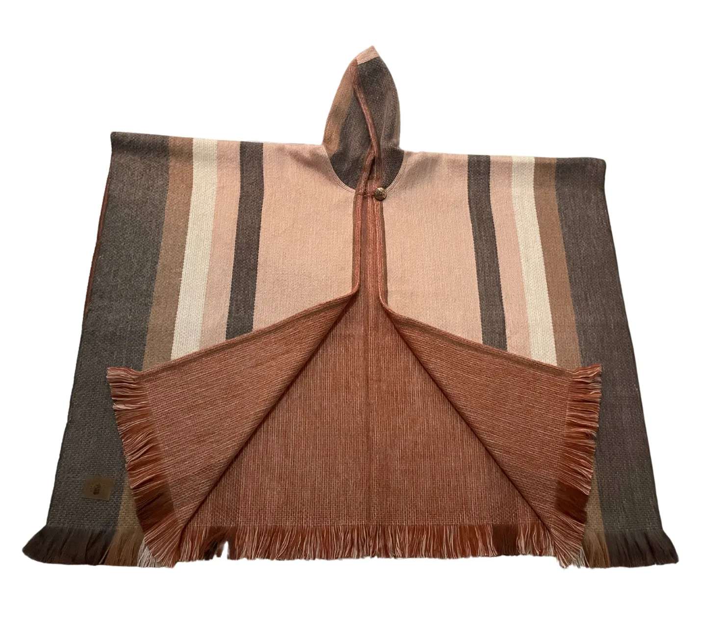 Pretty Cozy Open Front Reversible Alpaca Poncho