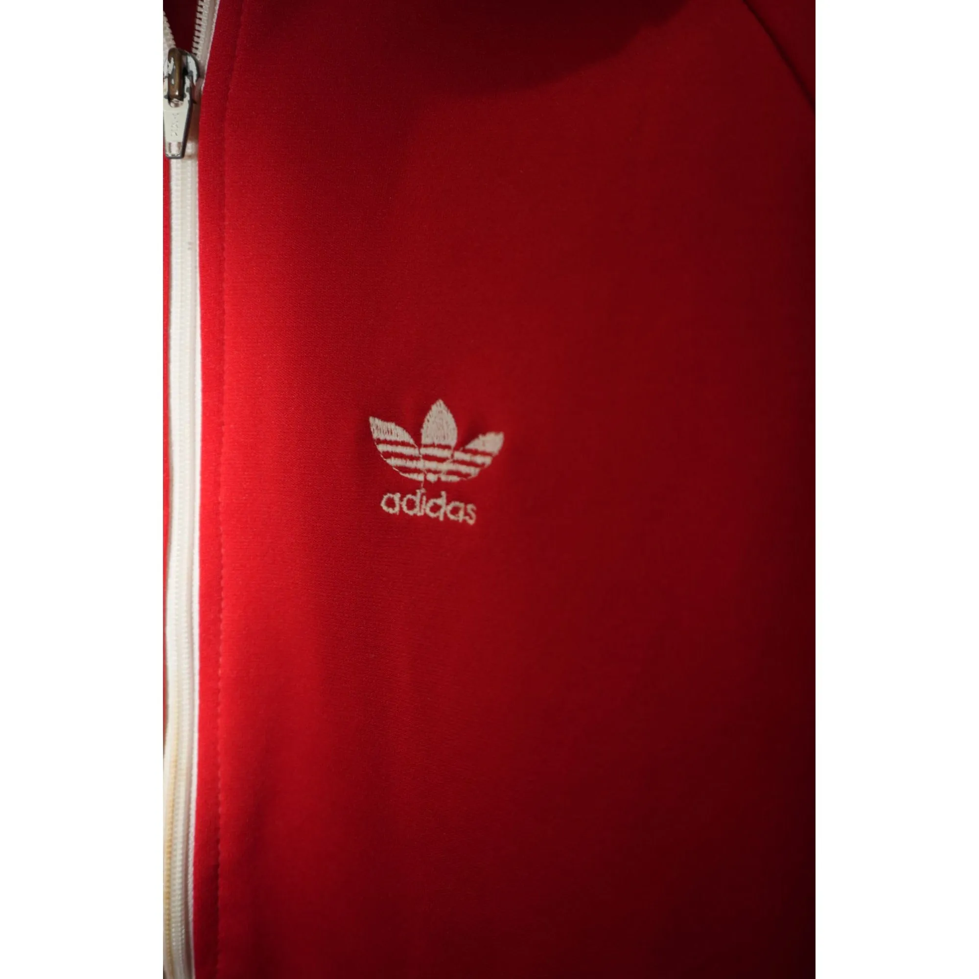 "Retail"  VTG Adidas 3-Striped Trefoil Embroidered Full Zip Track Jacket Red/White Medium
