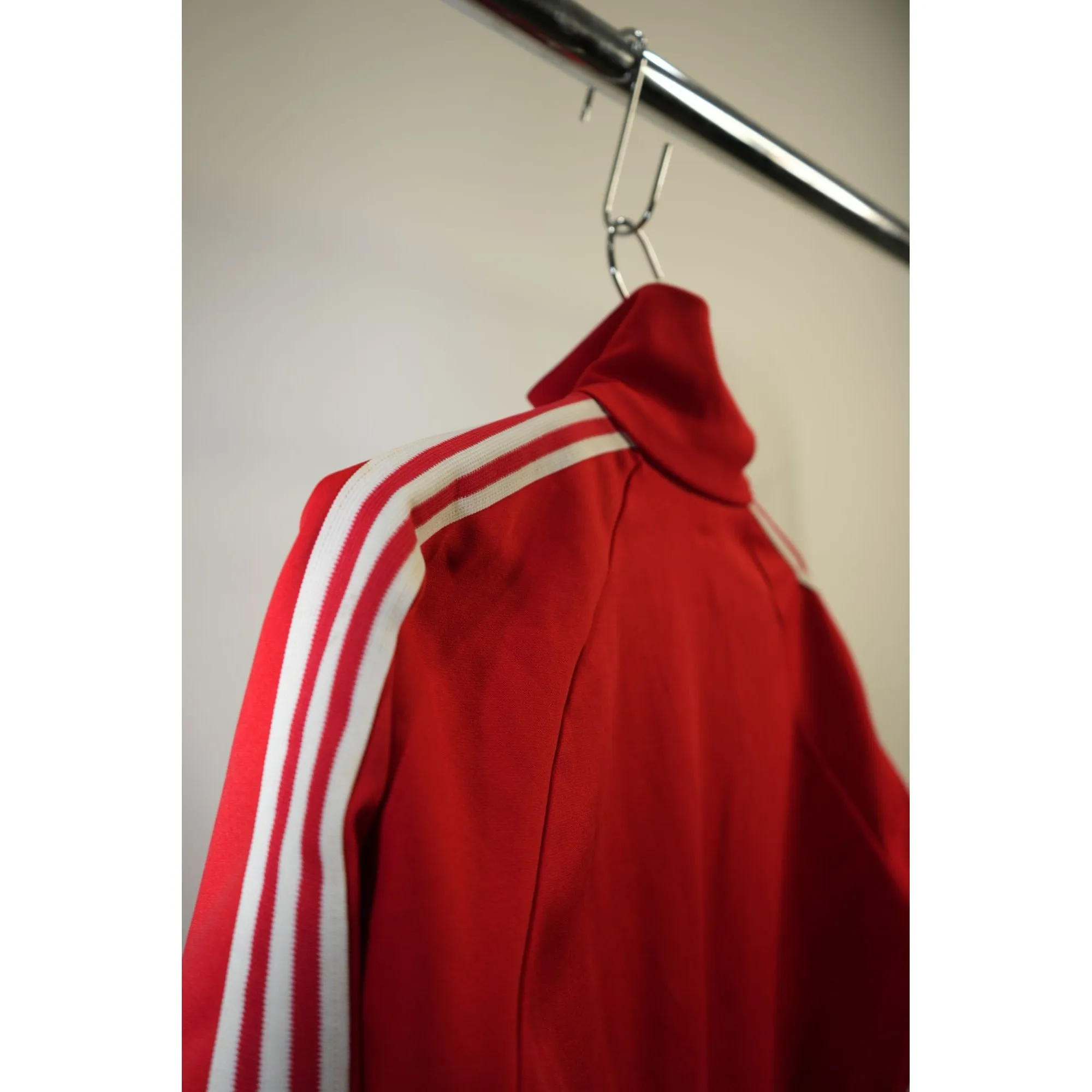 "Retail"  VTG Adidas 3-Striped Trefoil Embroidered Full Zip Track Jacket Red/White Medium