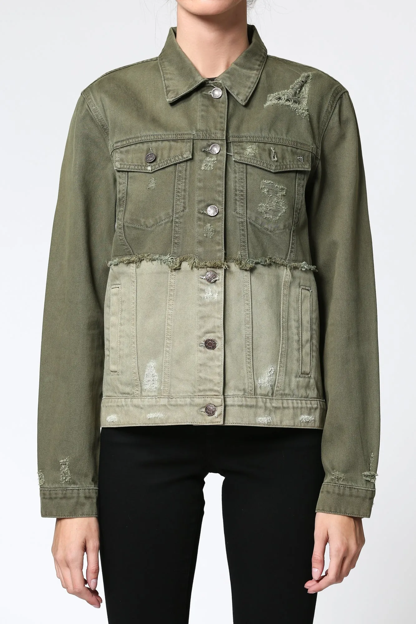 [REBEL] 2-TONED  OLIVE JACKET