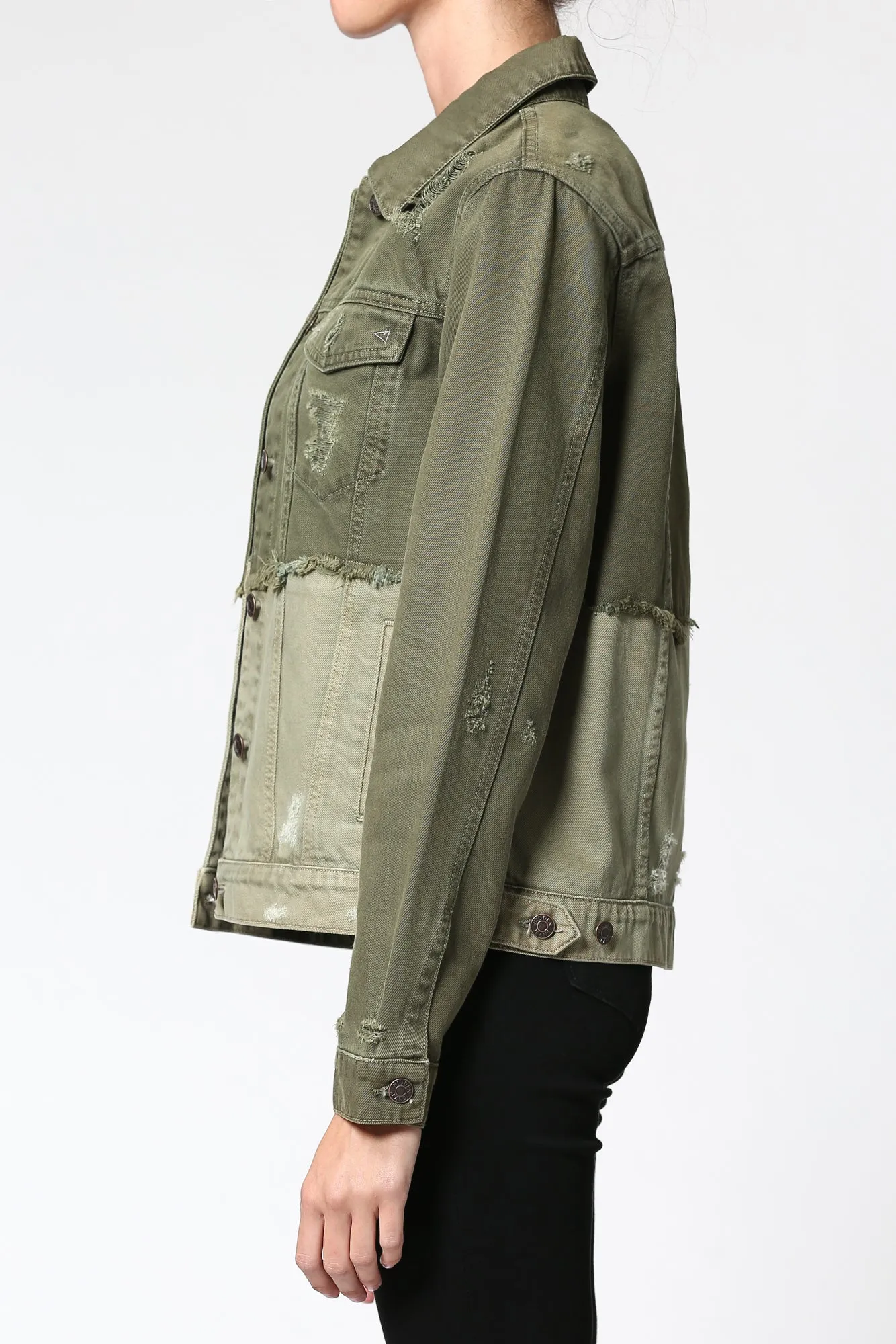 [REBEL] 2-TONED  OLIVE JACKET