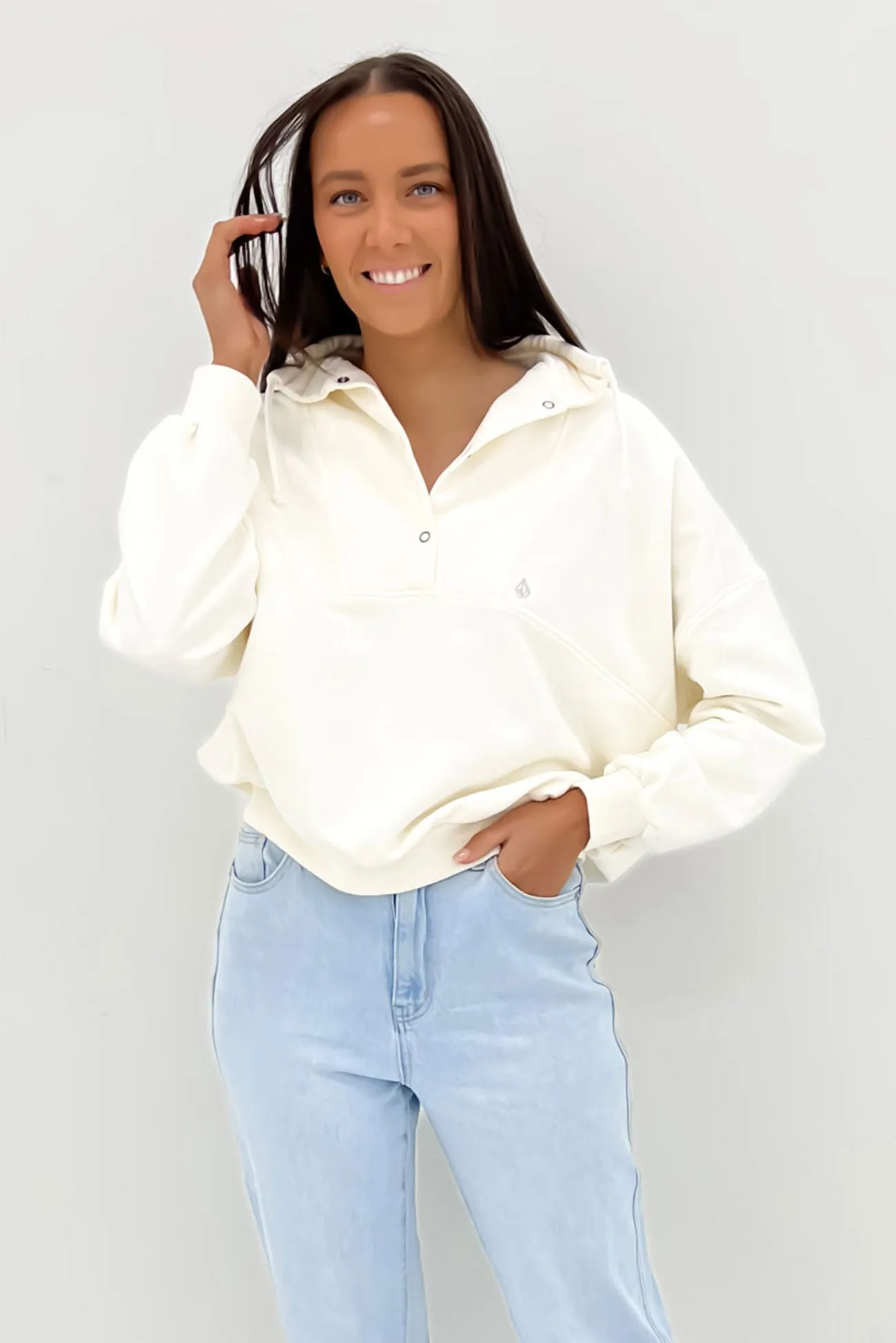 Reetrostone Mock Neck Fleece Star White