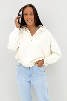 Reetrostone Mock Neck Fleece Star White