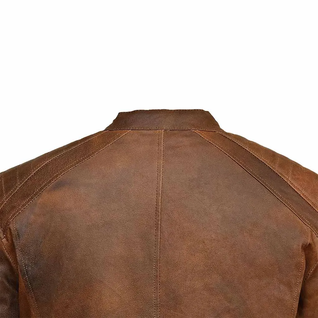 RIDERACT® Mens Motorbike Leather Jacket Cafe Racer Biker Jacket KRATOS