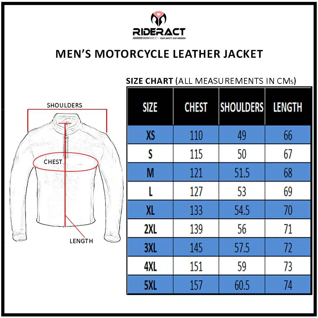 RIDERACT® Mens Motorbike Leather Jacket Cafe Racer Biker Jacket KRATOS