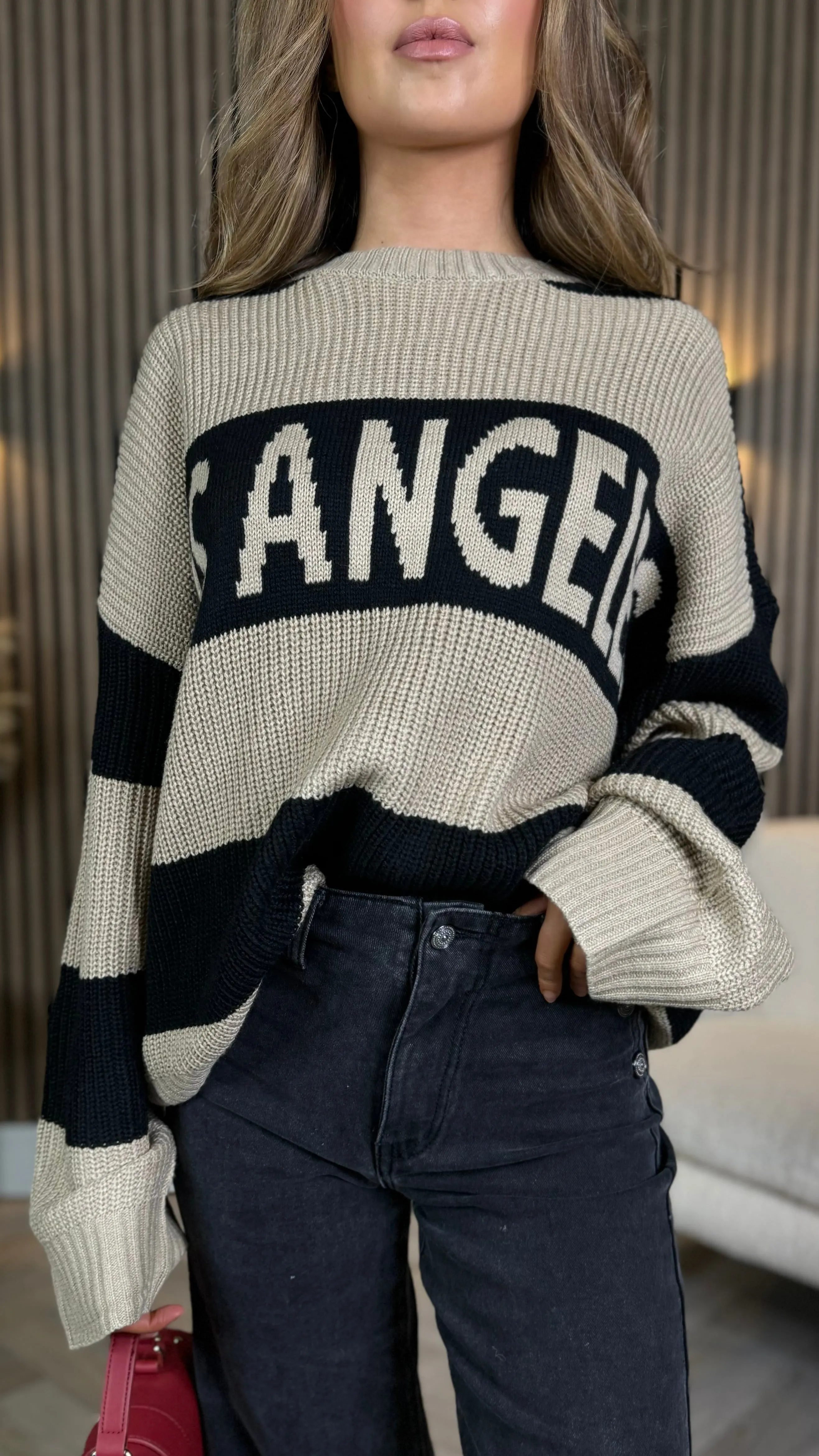 Sawyer Beige & Black Printed Jumper