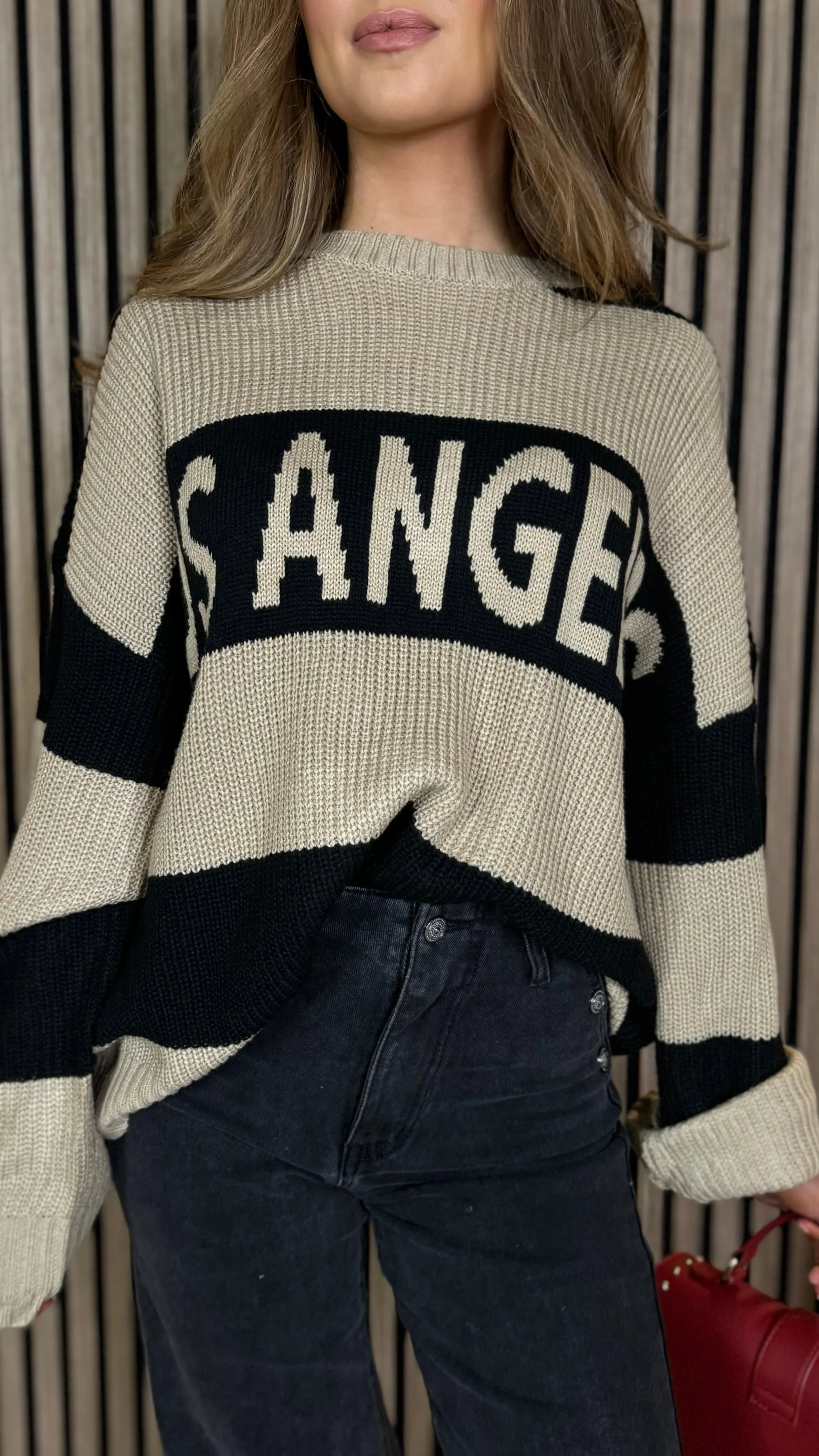 Sawyer Beige & Black Printed Jumper
