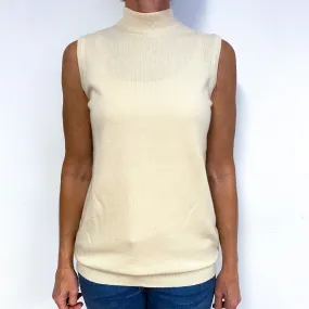 Scottish Cream Cashmere Turtle Neck Tank Top Jumper Medium