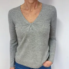 Smoke Grey Cashmere V-Neck Jumper Medium