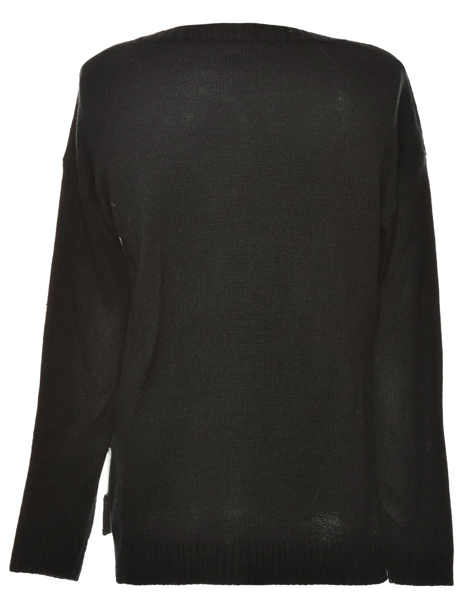 Snowman Black Classic Christmas Jumper - L