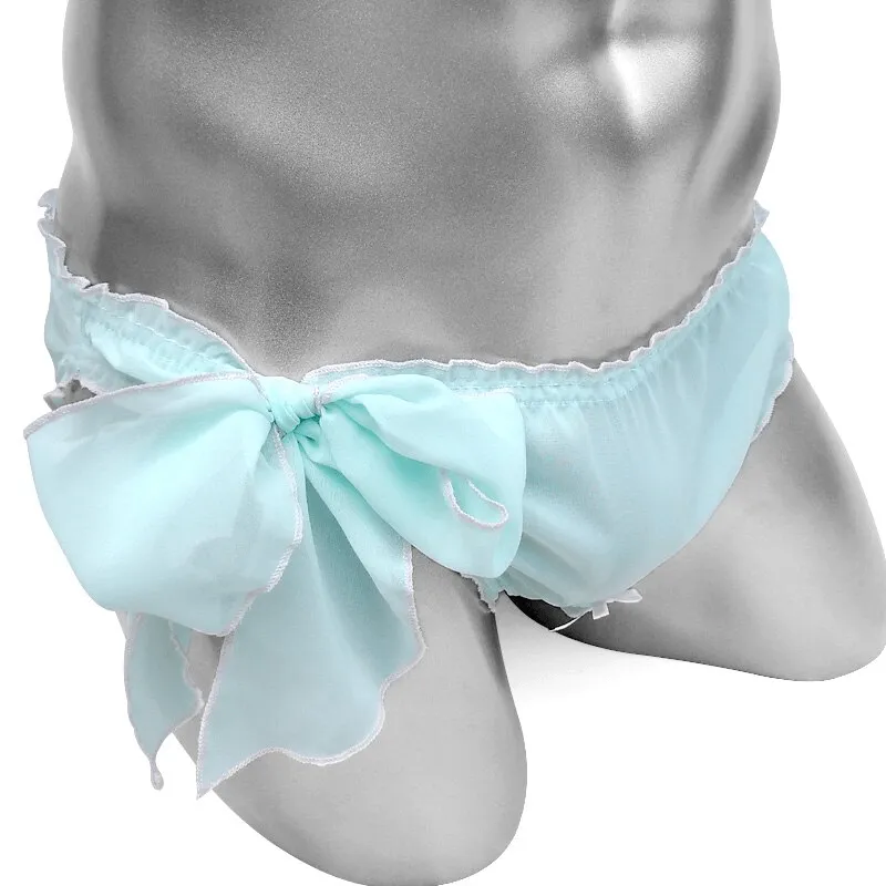 Softy Panties with Open Butt / Men's Underwear With Adjustablge Bow / Polyester Male Lingerie