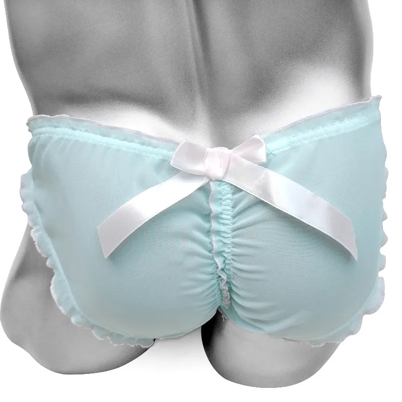 Softy Panties with Open Butt / Men's Underwear With Adjustablge Bow / Polyester Male Lingerie