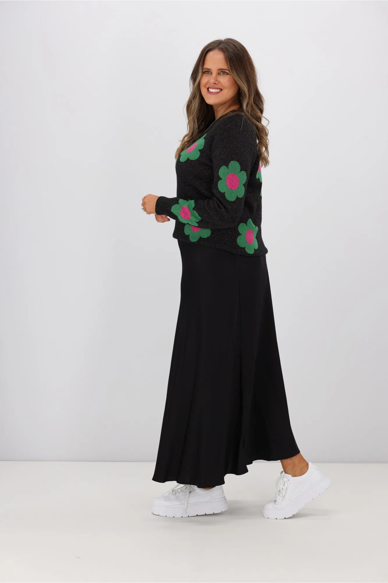 Sugarhill Brighton Rowena Jumper Sparkle Flowers Black