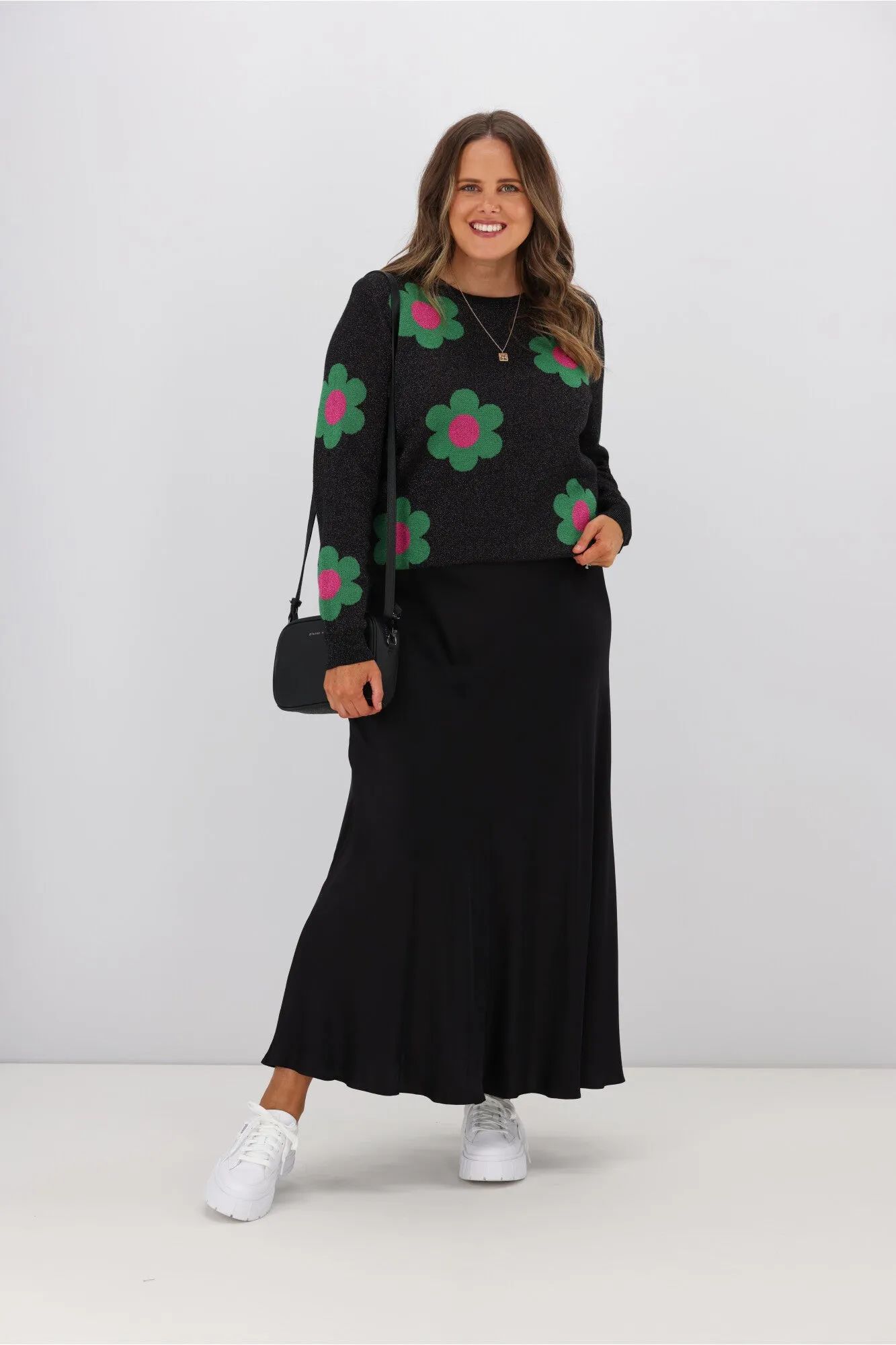 Sugarhill Brighton Rowena Jumper Sparkle Flowers Black