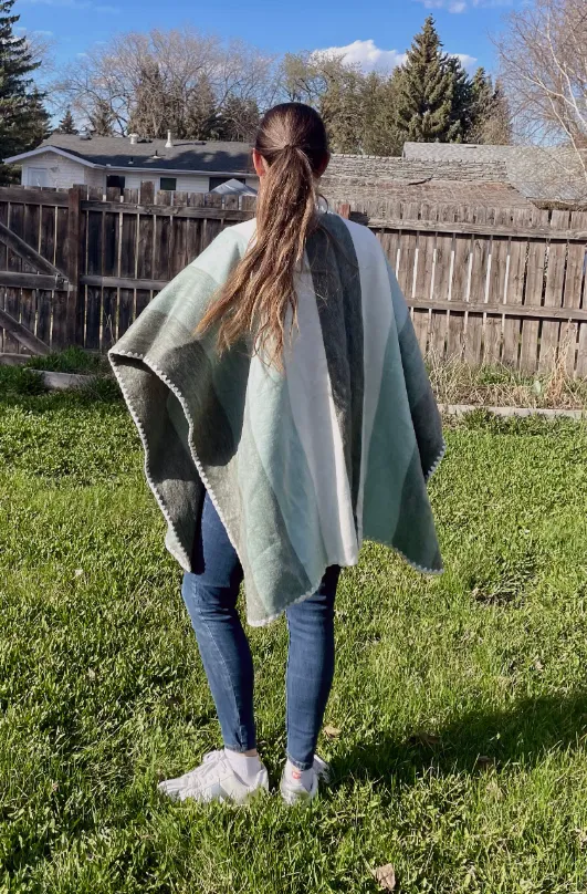 Super Soft Button-Up Striped Alpaca Poncho