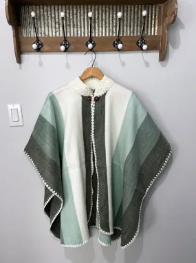 Super Soft Button-Up Striped Alpaca Poncho