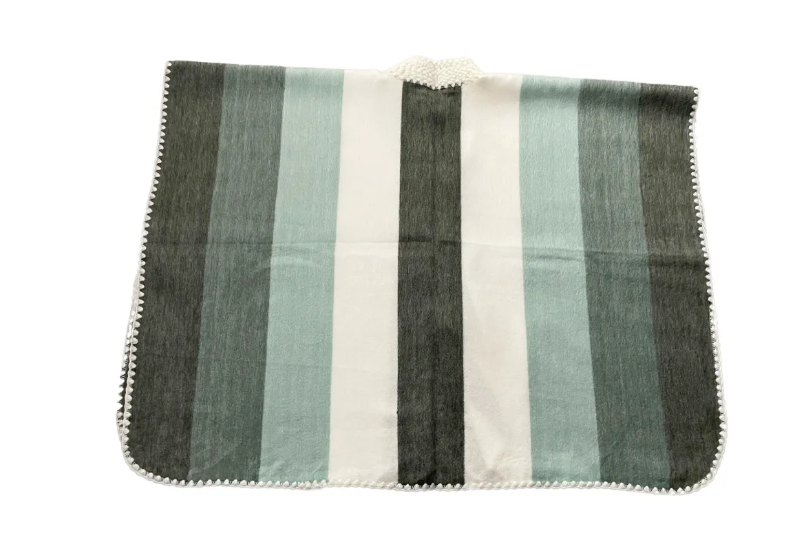 Super Soft Button-Up Striped Alpaca Poncho
