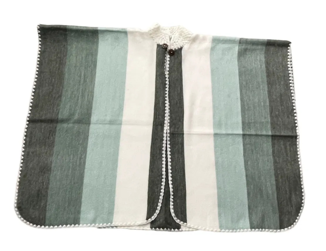 Super Soft Button-Up Striped Alpaca Poncho