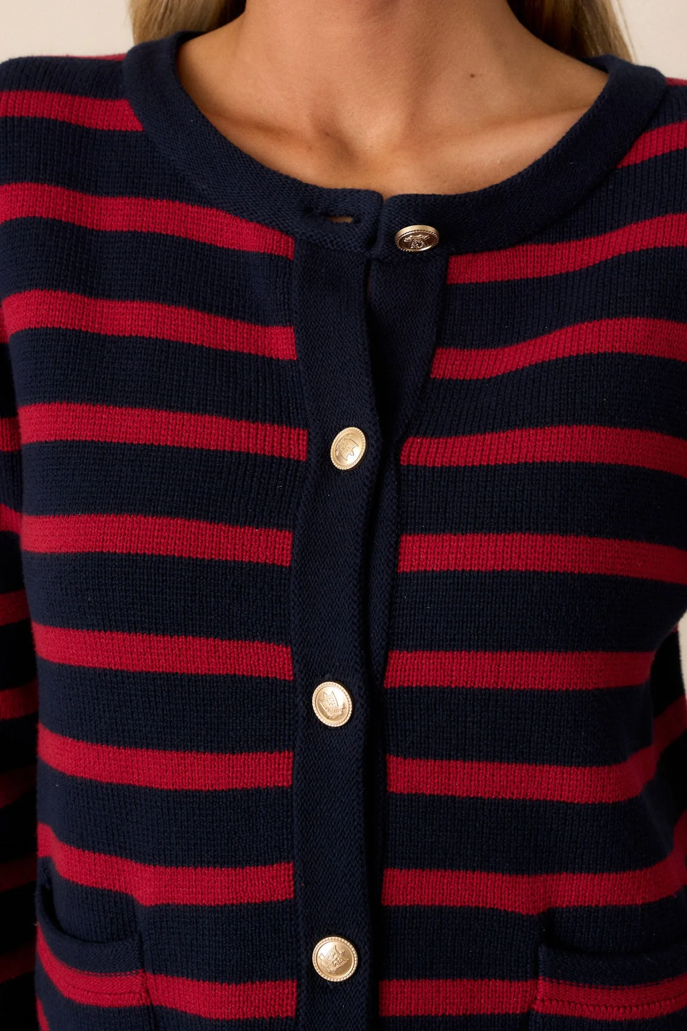 The Time Is Right 100% Cotton Red Stripe Cardigan