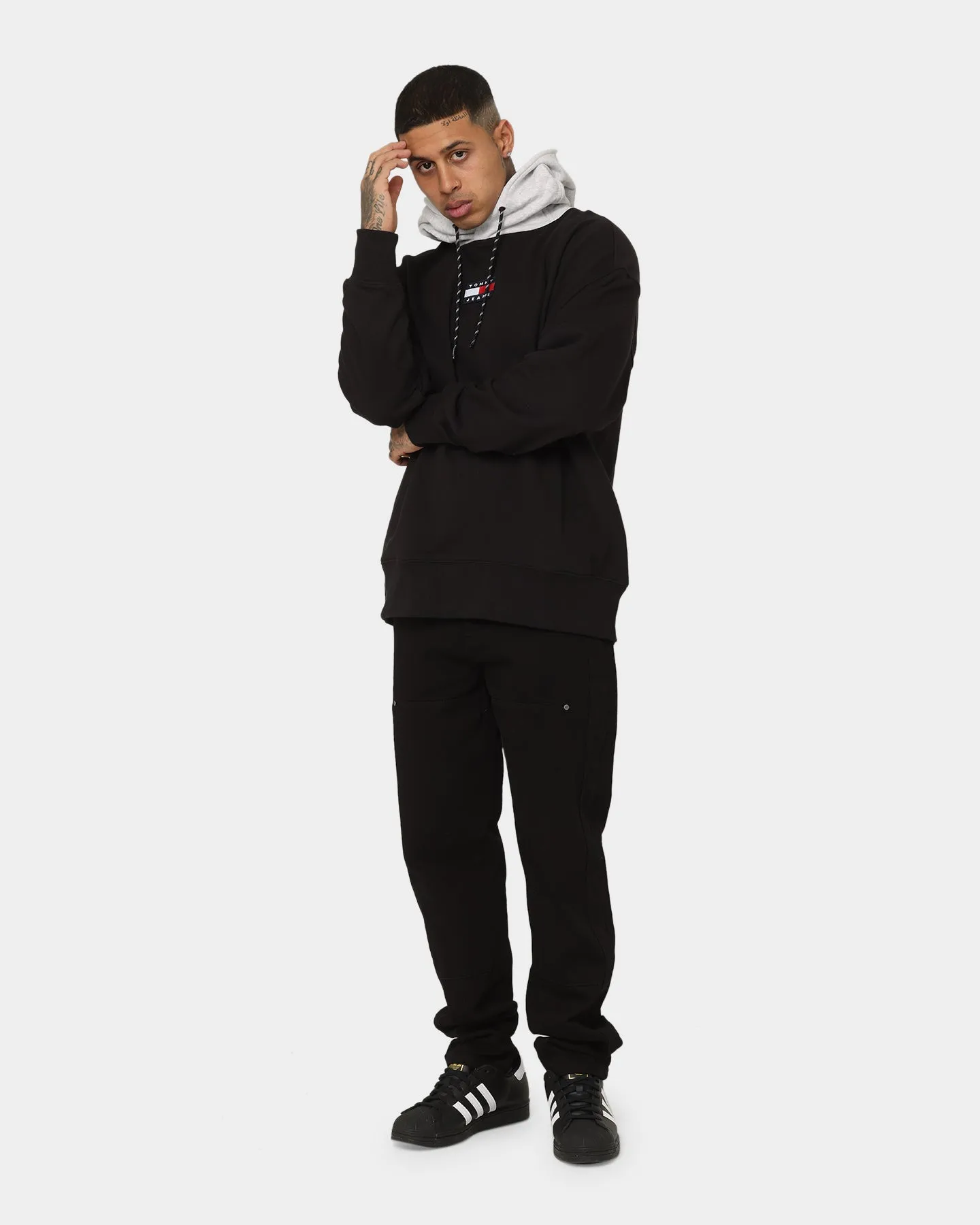 Tommy Jeans TJM Relaxed Block Mix Media Hoodie Black
