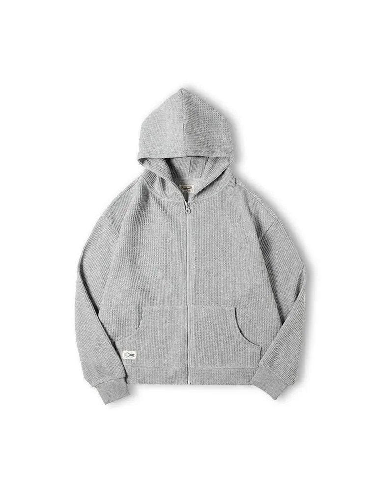 Tooling Retro Waffle Hooded Knit Sport Men's Cardigan