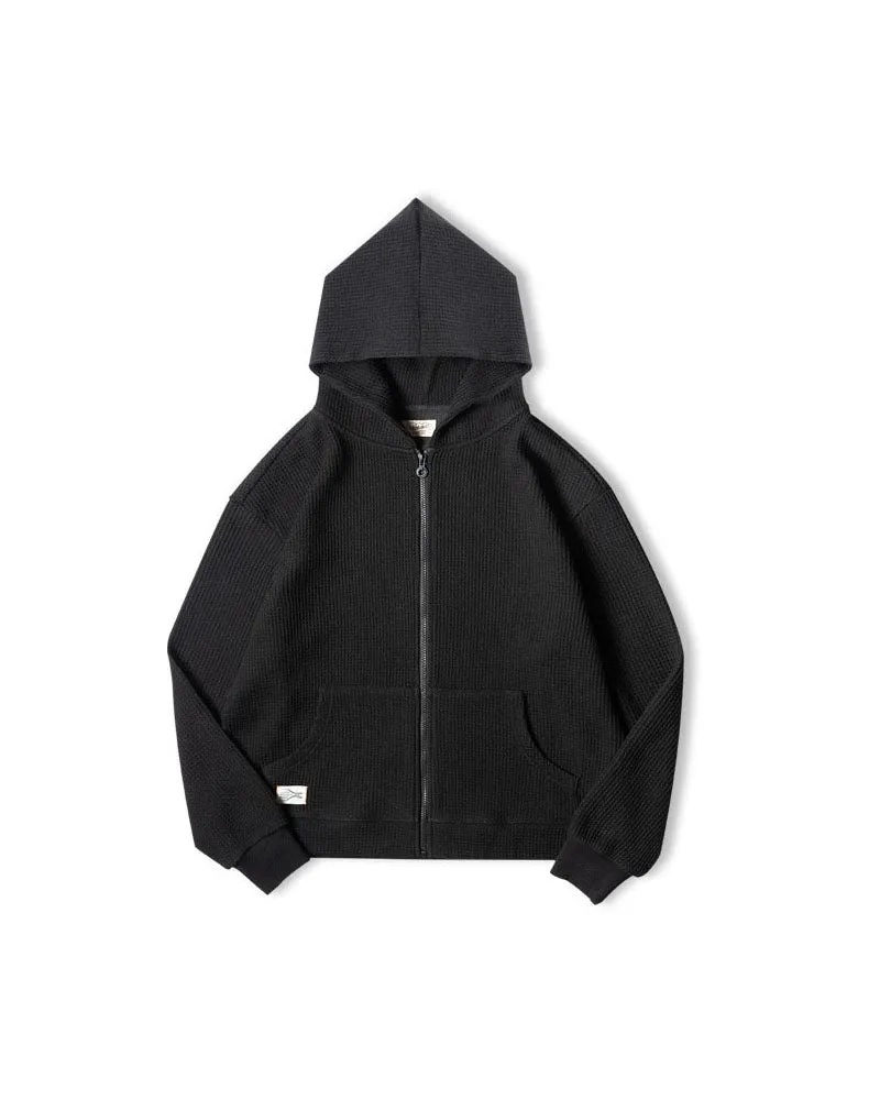 Tooling Retro Waffle Hooded Knit Sport Men's Cardigan