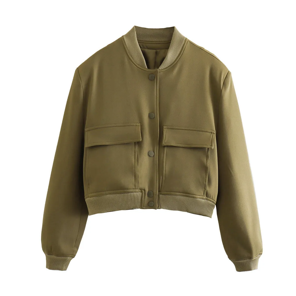 Trendy Casual Cropped Bomber Jacket
