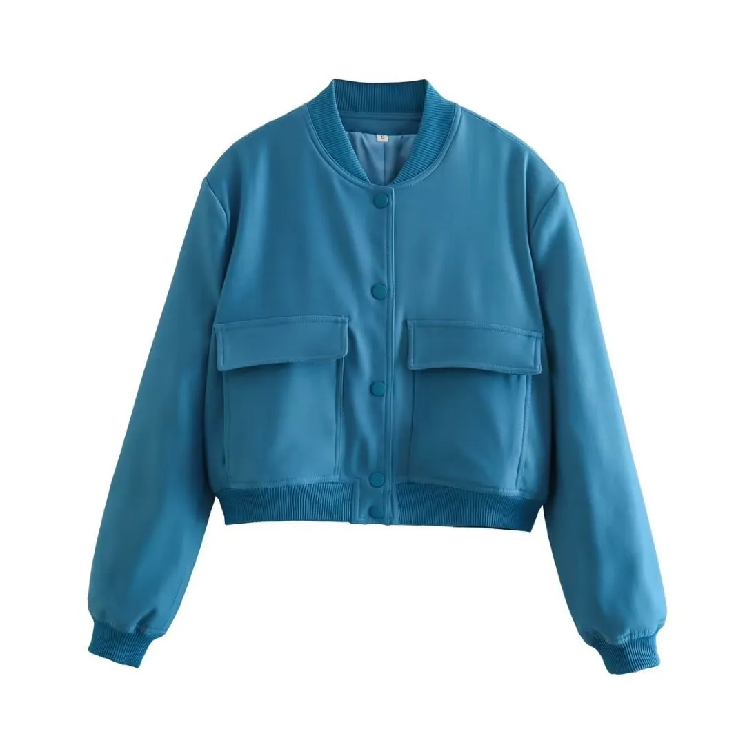 Trendy Casual Cropped Bomber Jacket