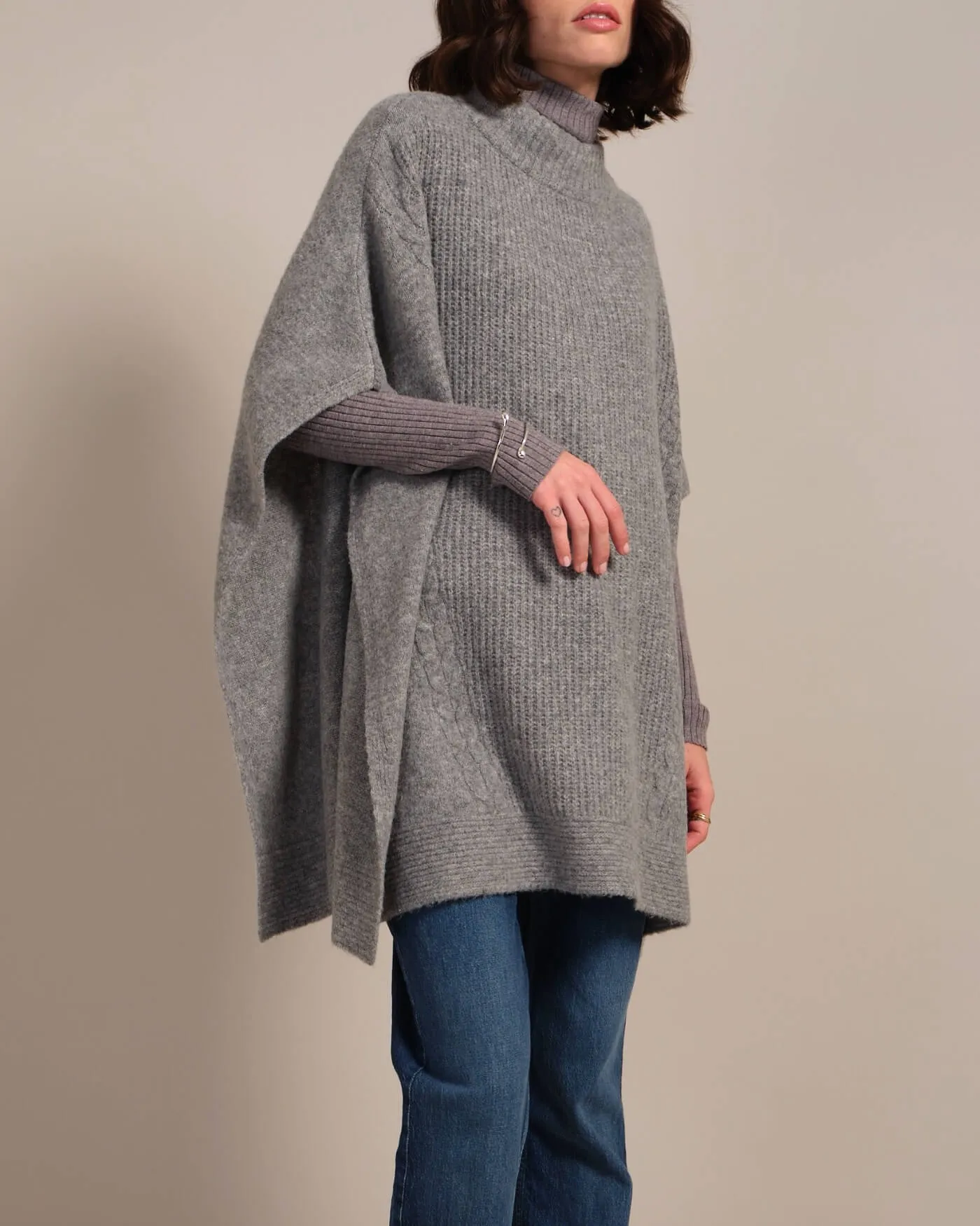 Turtleneck Cable Stitch Poncho